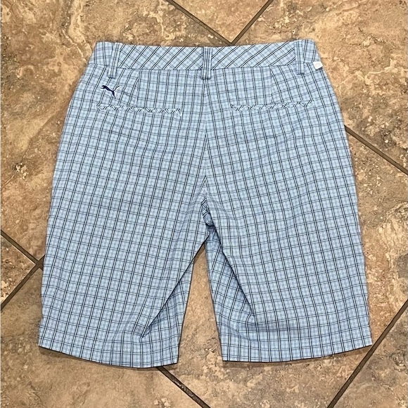 Puma Light Blue/White/Navy Plaid Bermuda Shorts - Picture 10 of 12